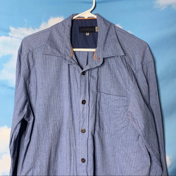 True Measure- Blue Button Up Shirt size Medium - Picture 2 of 9